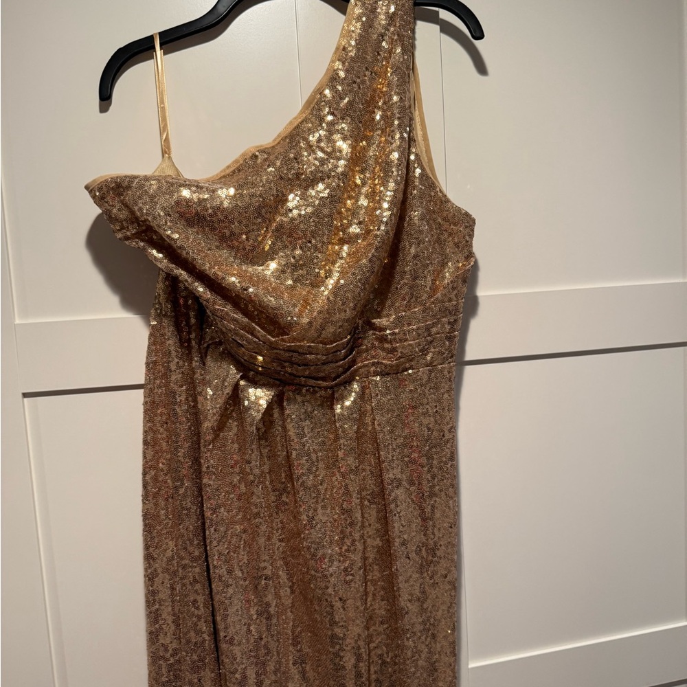 Source Unknown Gold Sequin One Shoulder Dress - Picture 2 of 2
